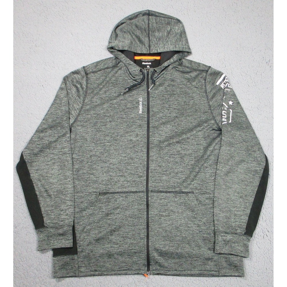 Reebok Hoodie Mens XL Gray Full Zip Jacket Speedwick Training FTNSS/CO AO0500